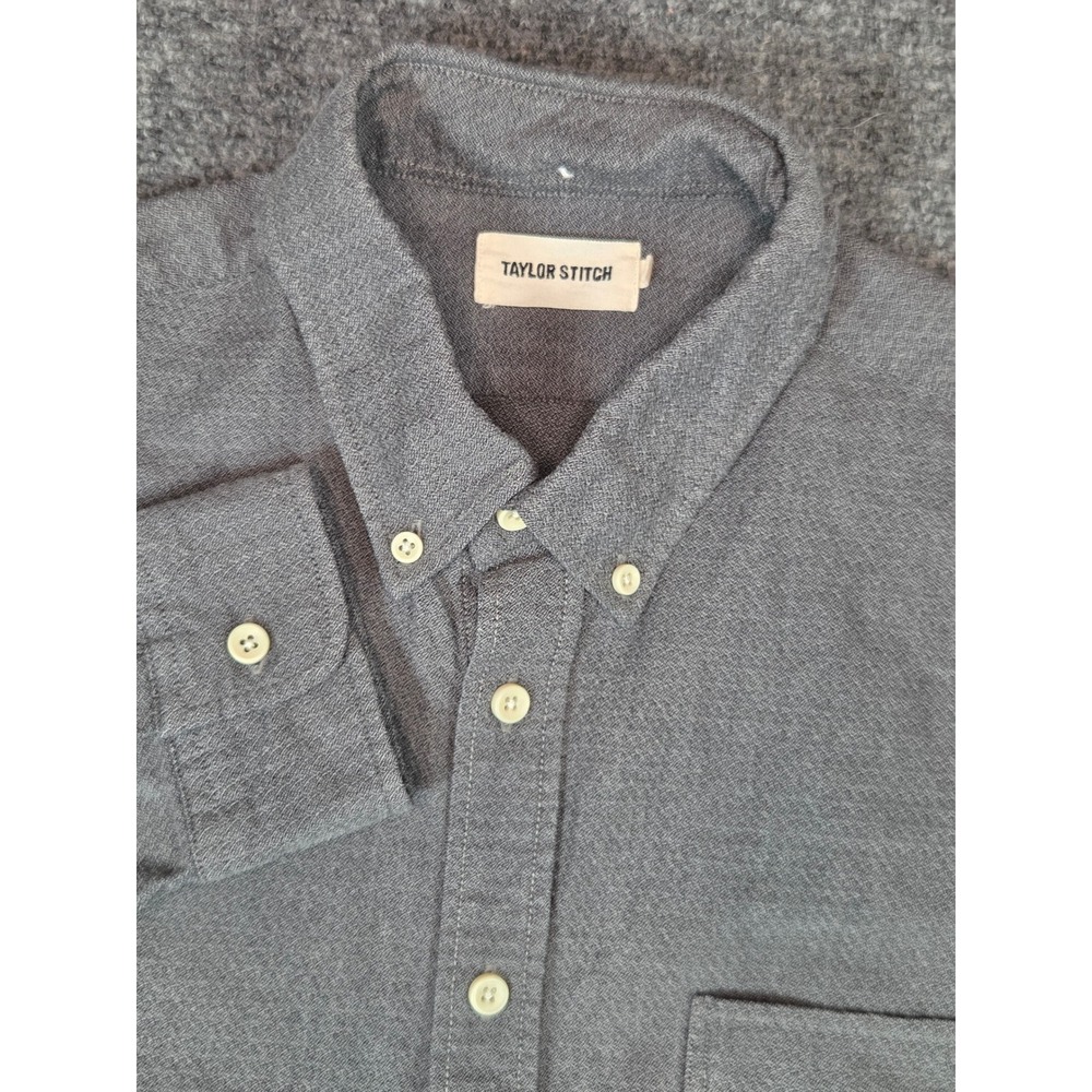 Taylor Stitch Shirt Mens 42 Gray Organic Cotton Jack Button Down